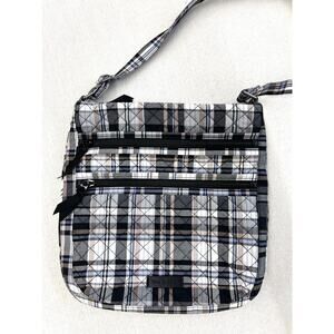 Vera Bradley Triple Zip Crossbody Bag Cozy Plaid Neutral
